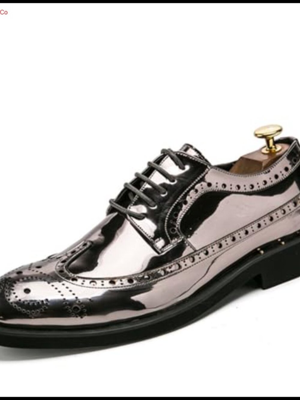 Men's Sparkle Patent Leather Wingtip Brogue Oxford Dress Shoes Lace Up Formal
